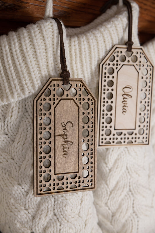 Engraved Rattan Stocking Tag